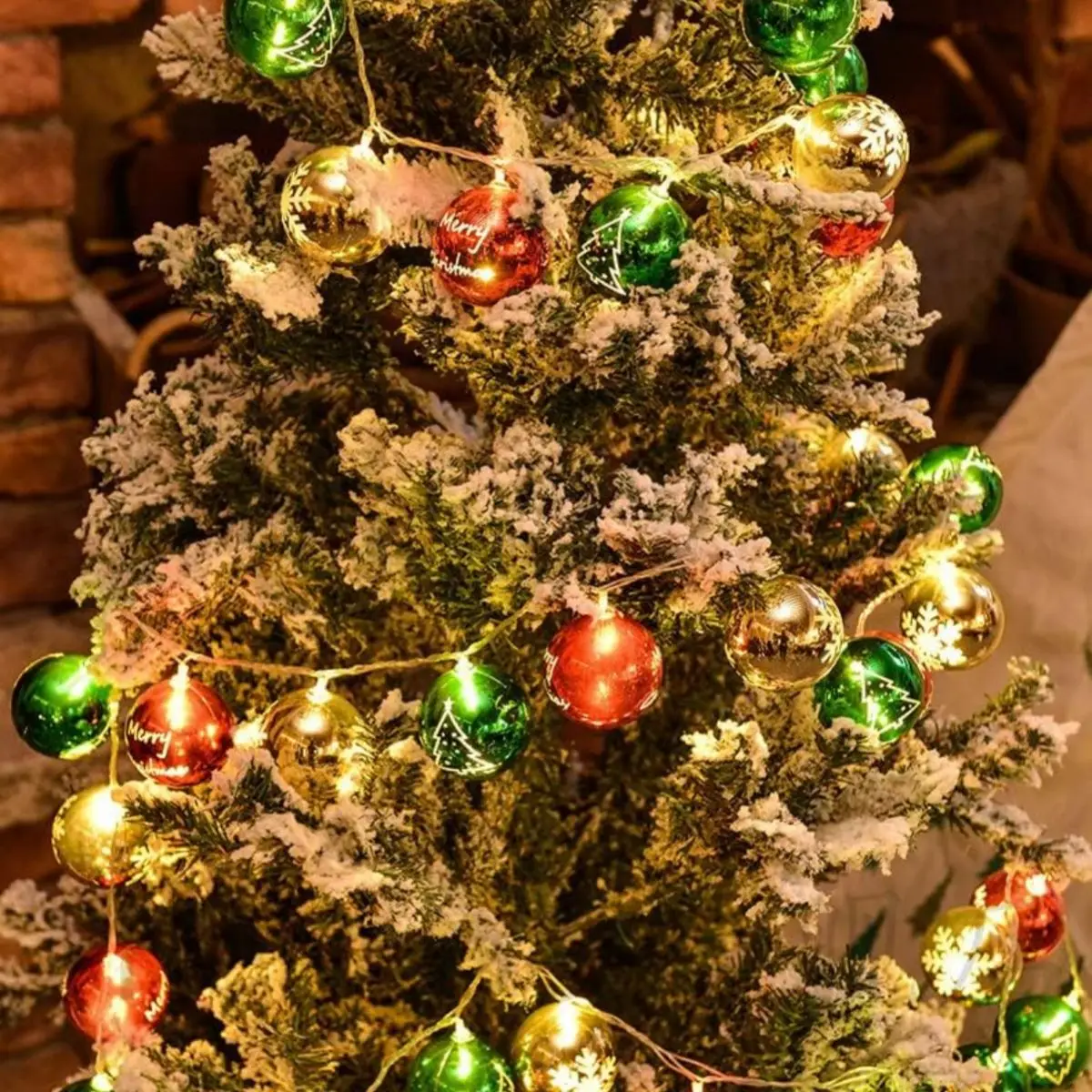 1PC 10/20 LED Christmas Ball Light String Battery Powered Fairy Lights For Home Xmas Trees Bedroom Living Room Party Decoration