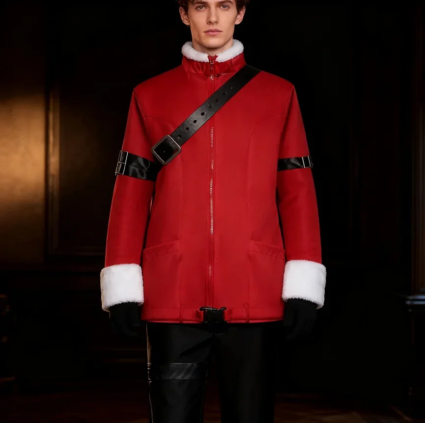 

Anime Frieren Stark Character Cosplay Costume in Red Winter Style, Halloween Comic Show Stage Costume and Accessories