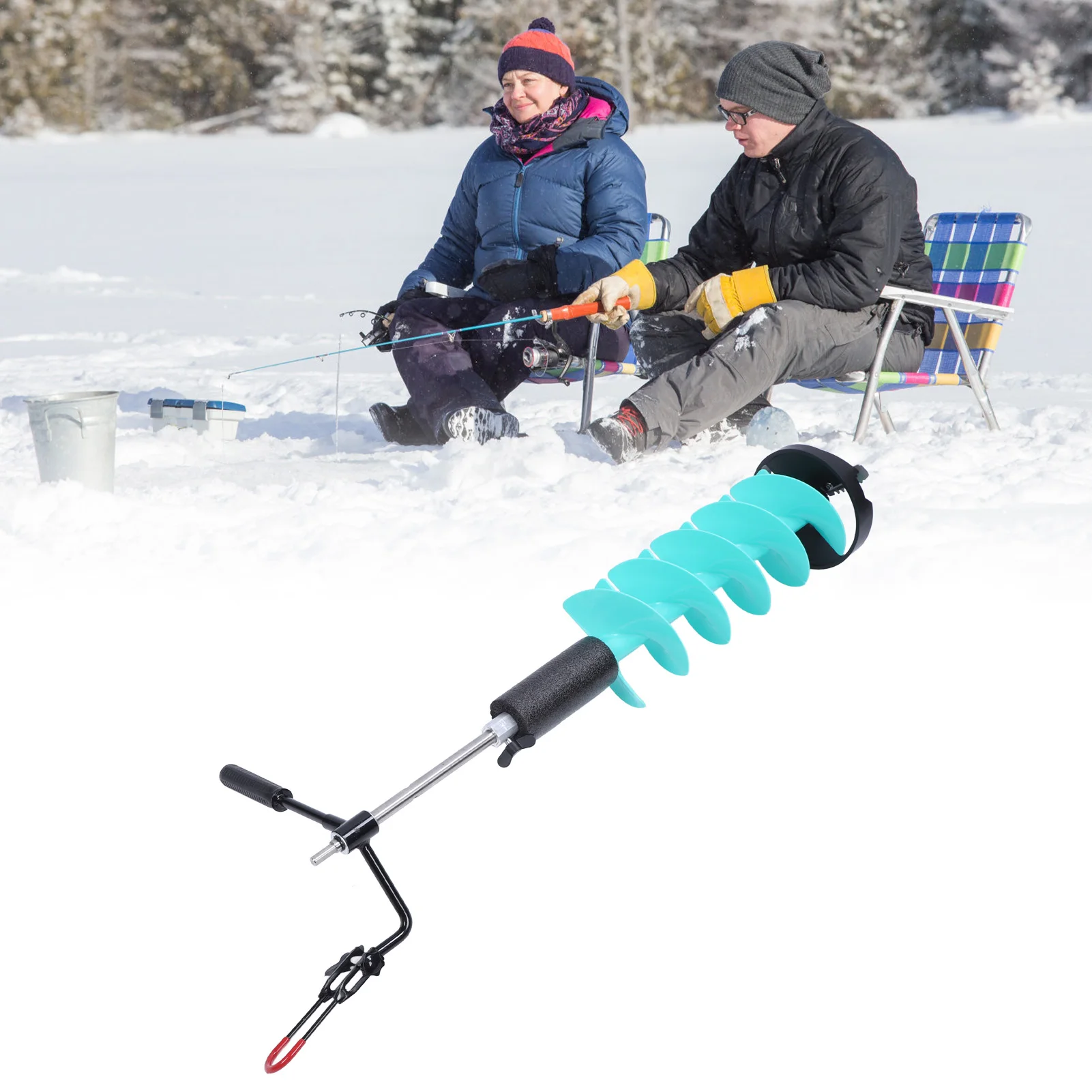 Electric Ice Auger Electric Ice Auger Kit Incisive Blade Ice Drill Auger withPos.itioner Extension Rod for Fishing Emergency8in