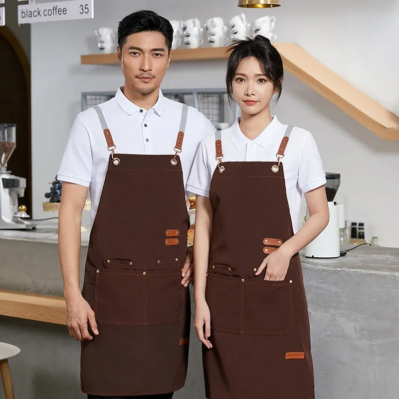 Grembiule idrorepellente da cucina professionale da donna, ristorante Chef da uomo, Hotel, panetteria, caffetteria, Studio per capelli, grembiule da lavoro