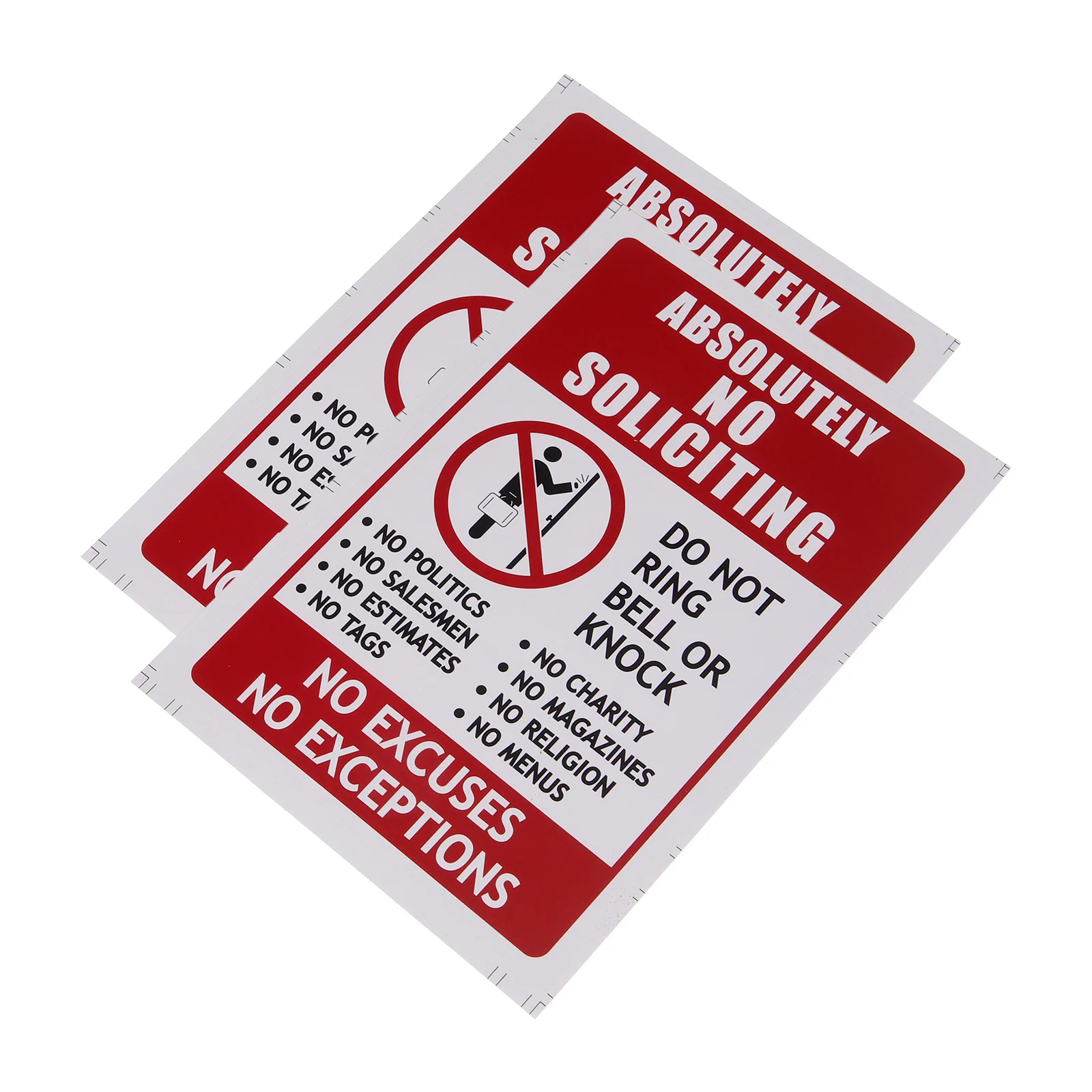 Pegatinas de puerta sin solicita, señales adhesivas de PVC duraderas para puerta delantera, aviso Visible, sin señales de solicitación para el hogar, 2 uds.