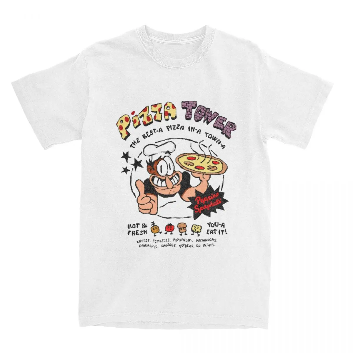 Pizza Tower Games Shirt Stuff for Men Women Cotton Humorous O Collar chef and pizza T-Shirts Short Sleeve Tops Christmas Present