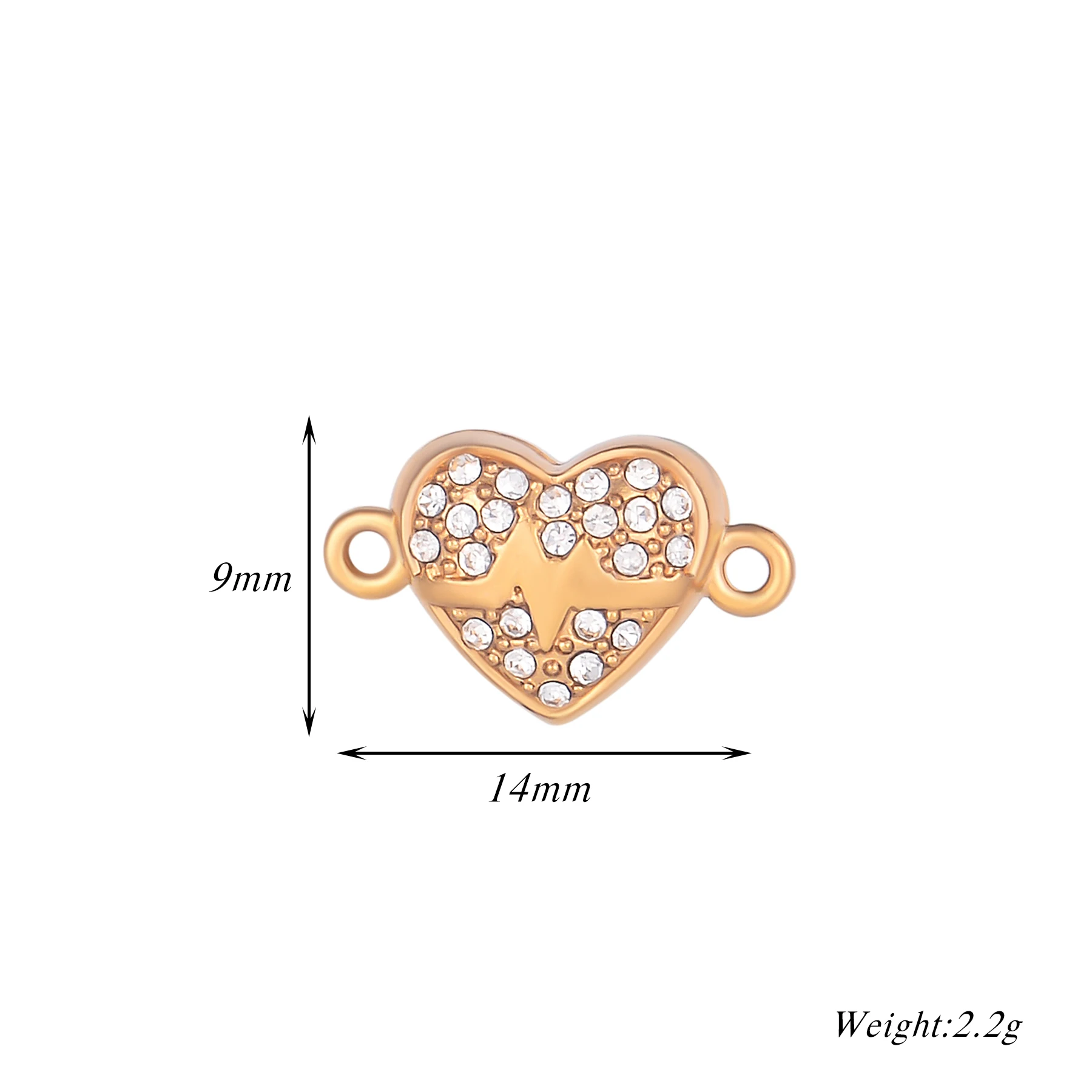 4 Sets/Lot Edelstahl-Strass-Stein-Magnet-Endverbinder in Herzform für DIY-Schmuckherstellung, Armband-Zubehör – Detail 1
