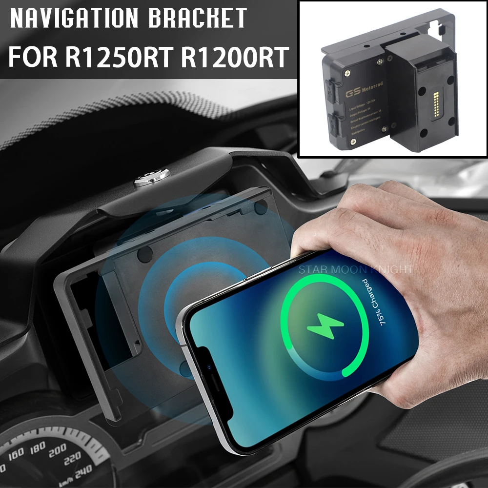 For BMW R1200RT R1250RT R 1200 1250 RT 2014 - 2020 Motorcycle USB Mobile Phone GPS Navigation Bracket Wireless Charging Support