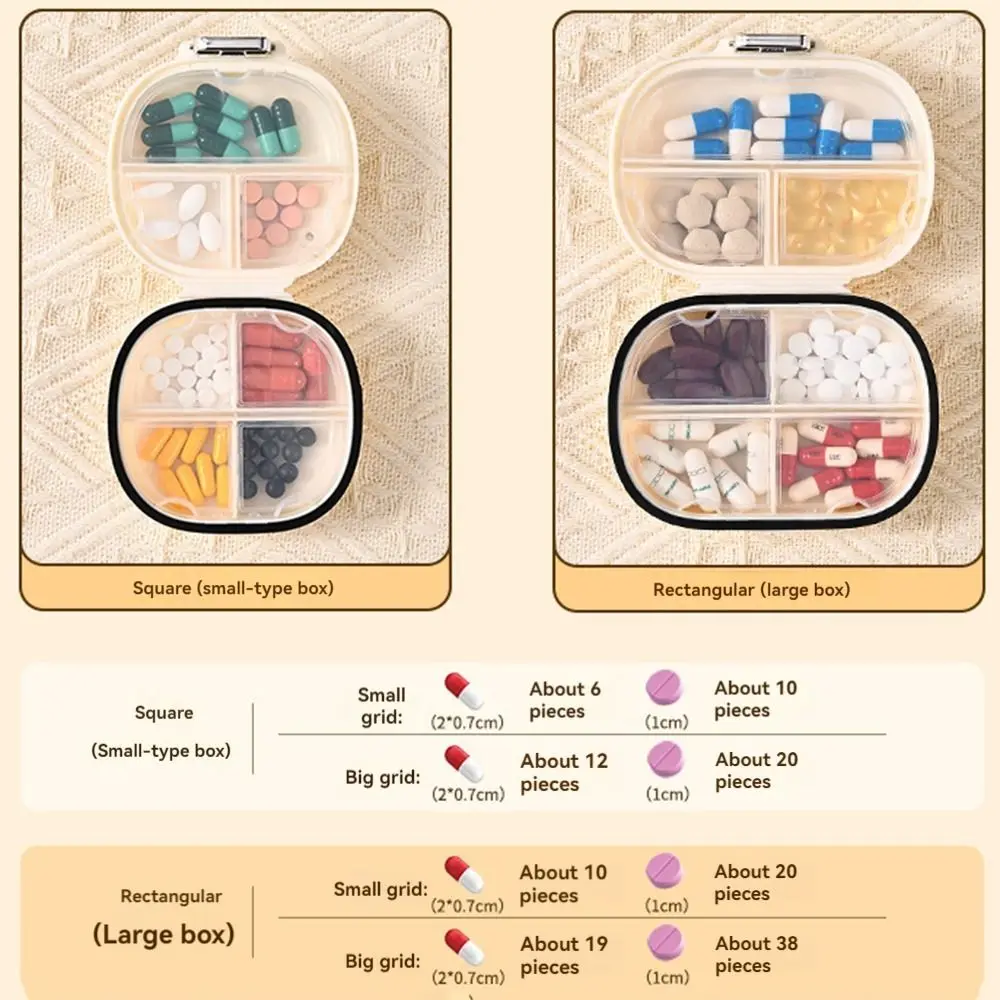 صندوق دواء صندوق تخزين حبوب بلاستيكي 7 شبكة صندوق دواء صغير محمول متين مقاوم للرطوبة مقسم حبوب السفر