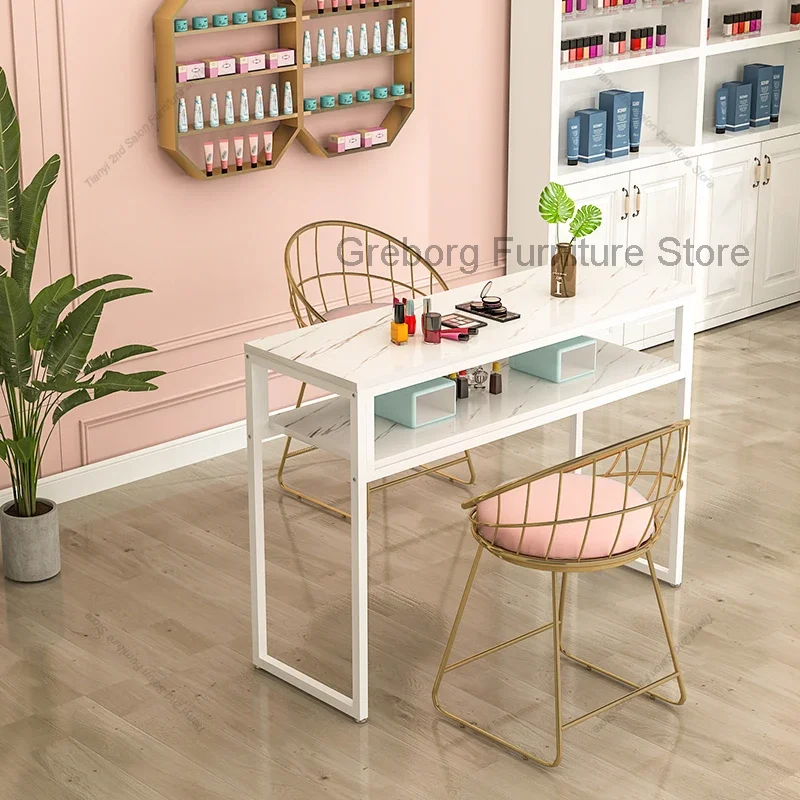 Dressing Simple Manicure Table Japanese Reception Cream Style Modern Nail Tables Nail Artist Salon Furniture Nail Desk LLMT