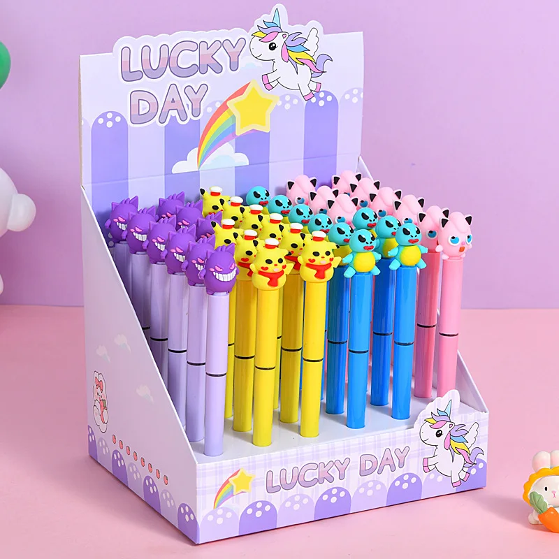

18/36pcs Kawaii Pokemon Straight Liquid Gel Pen Cute 0.5mm Black Ink Signature Pens Promotional Gift Office School Supplies