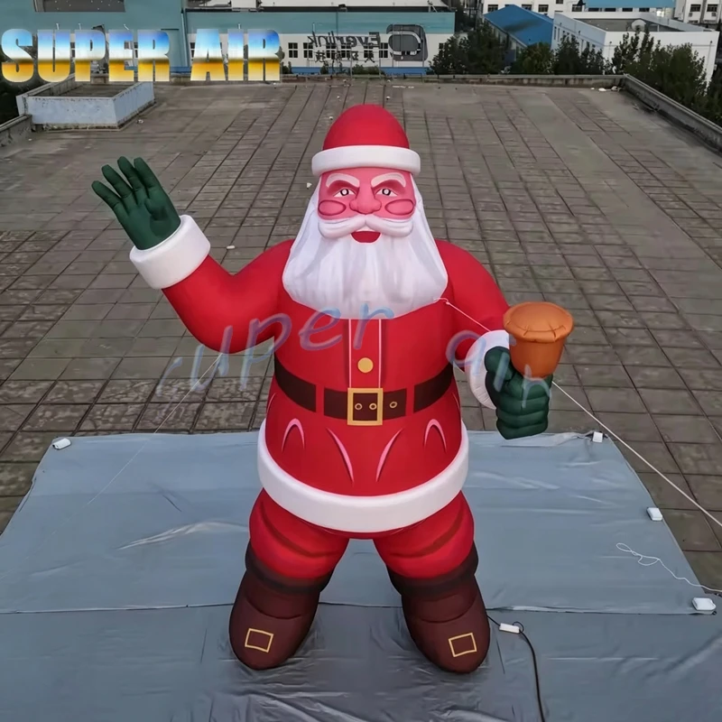 Giant Inflatable Santa Claus with Bell, Blow‑up Xmas Decor for Yard, Mall, Park, Event Show, Commercial Christmas Display