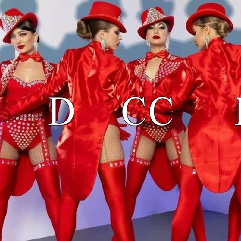 

Красный бриллиантовый костюм-бикини, сексуальный боди, парик, наряд для выступлений в баре/ночном клубе, женский костюм для косплея, костюм гоу-гоу танцовщицы, сценический рейв-костюм