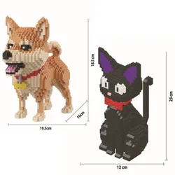Mini Blocks Cute Shiba Inu Dog DIY Plastic Building Bricks Educational Toys Bulldog Cartoon JIJI Cat Auction Figures Girls Gifts