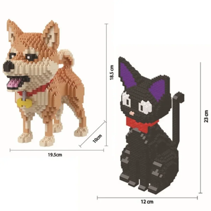 Mini Blocks Cute Shiba Inu Dog DIY Plastic Building Bricks Educational Toys Bulldog Cartoon JIJI Cat Auction Figures Girls Gifts