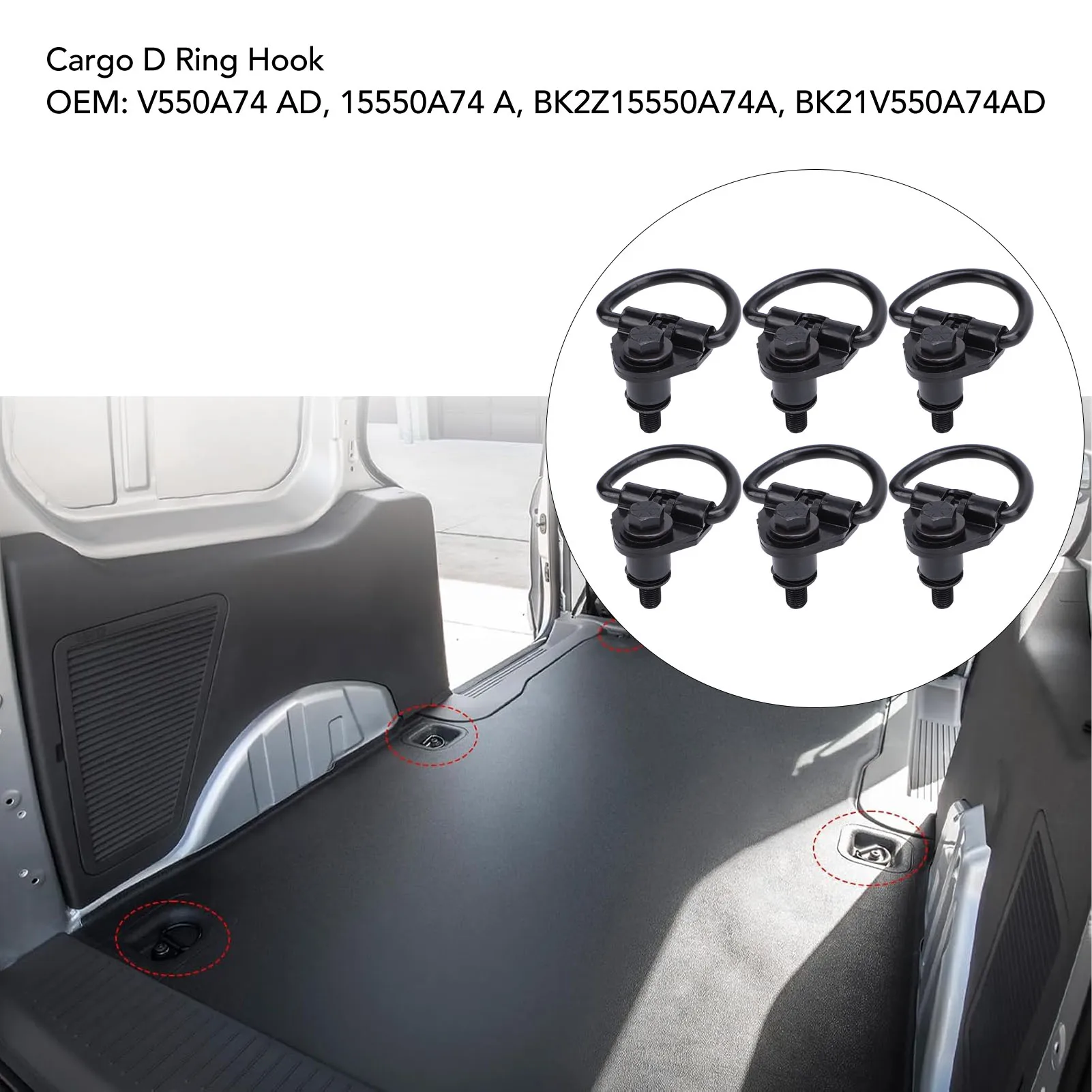 6 قطعة سيارة البضائع D السنانير الصلب الأسود طلاء مقاوم للصدأ BK21V550A74AD لفورد ترانزيت 150 250 350 2015 إلى 2024 شاحنة البضائع