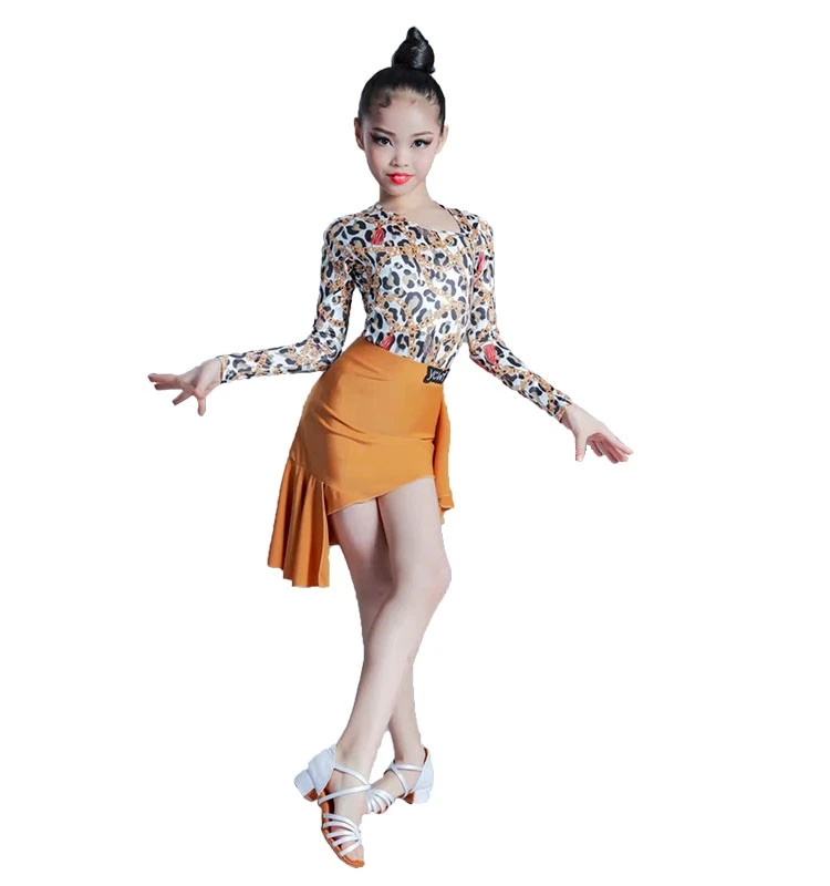 Girls' Latin dance training costume spring and summer children's Latin skirt children's performance out of competition costume