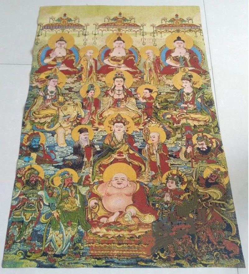 

Chinese exquisite silk embroidery thangka hundred Buddha paintings wall decorations home decor paintings thangka murals
