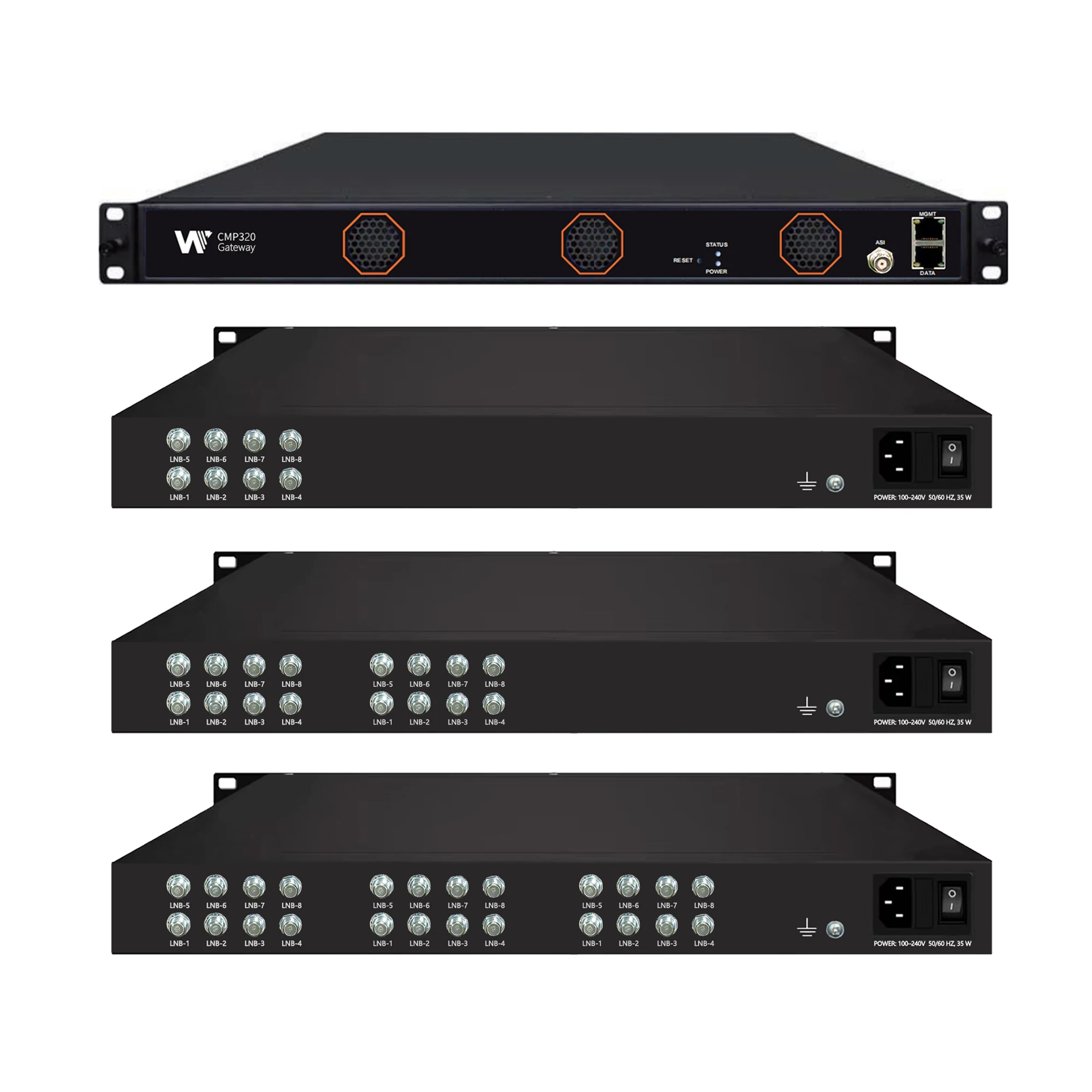 Multi-channel DVB-S/S2/S2X gateway supporting 8/16/24 DVB-S/S2/S2X inputs, 119 IP outputs, and one ASI output,