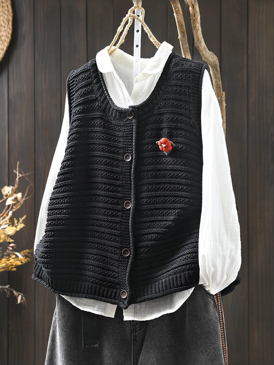 

Sli Knitted Vest Women's Faionable Outerwear Unique Beautiful Layering New 2026 Small Size oulder Pad Commute Sle