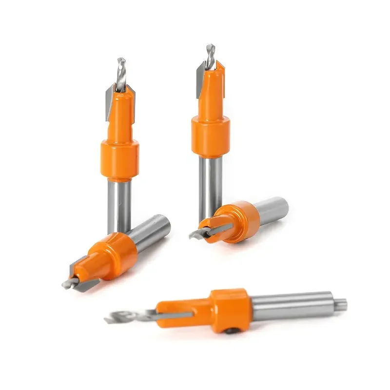 HSS Woodworking Countersink Router Bit Set, Extrator de Parafuso Remon, Demolição para fresa de madeira, 5pcs por conjunto