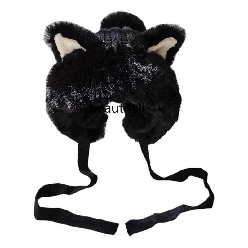 

Sweet and cute fox ear hat female Korean version autumn and winter warm plush ear hat