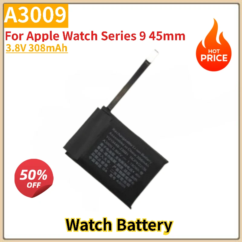 

A3009 Battery 3.8V 308mAh for Apple Watch Series 9 45mm Brand-New, 0 Cycles,High Quality