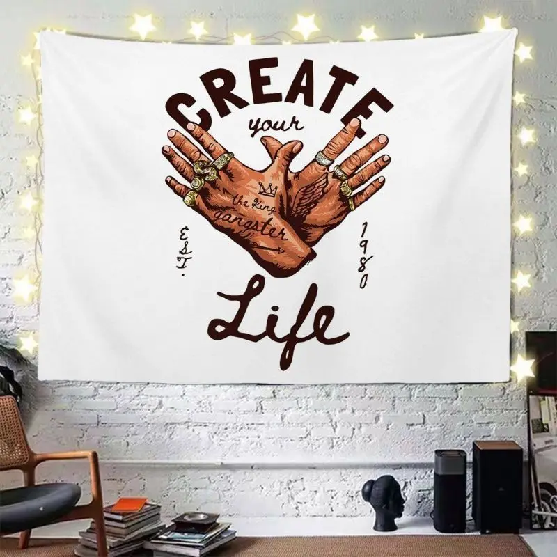 VIKAMA Forever Rock Hands Holding Cash Wall Hanging Tapestry Home Room Decor Bedroom Dorm Music Band Cool Retro Soft Durable