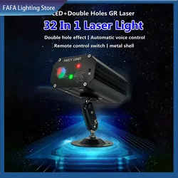 32 Patterns Mini DJ Disco Light Party Stage Lighting Effect Voice Control USB Laser Projector Strobe Lamp With Remote For Party