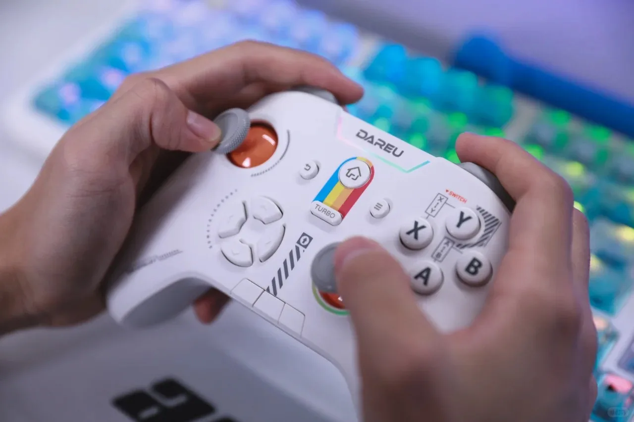 Dareu H105 Star Rainbow Wireless Bluetooth Gamepad 3 Mode RGB Controller Vibrating Handle Compatible for Switch Steam TV PC