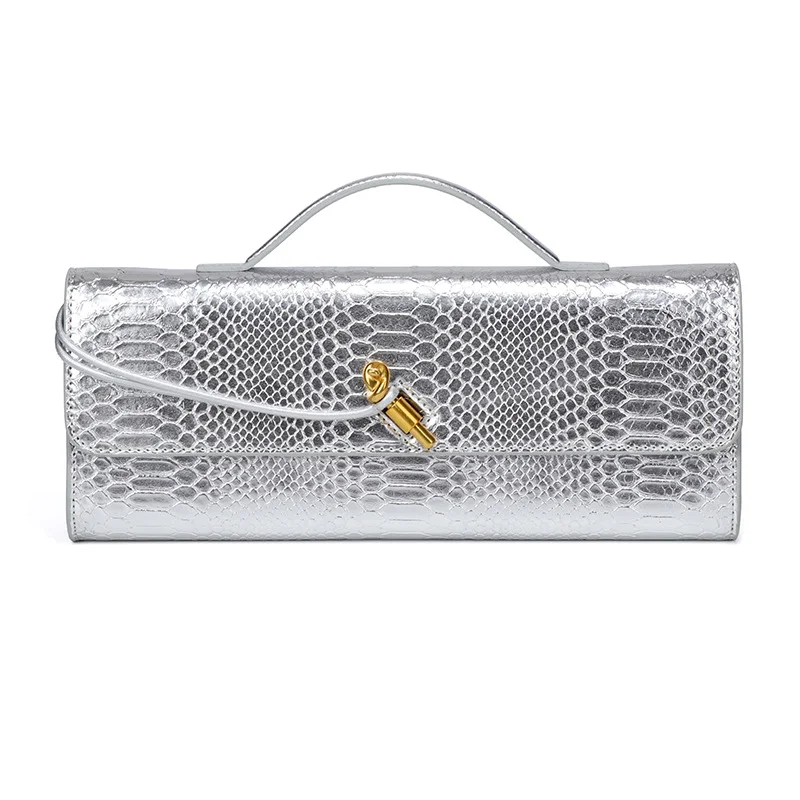 PU Leather Fashion Luxury Top-Handle Bag For Women Evening Handbag Long Purse Crocodile Pattern Crossbody Shoulder Bags image 5