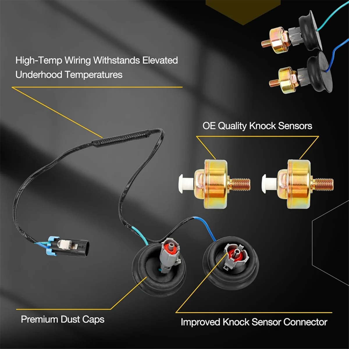 

Highly Recommended.Dual Knock Sensors with Wiring Harness and Intake Manifold Gasket Kit