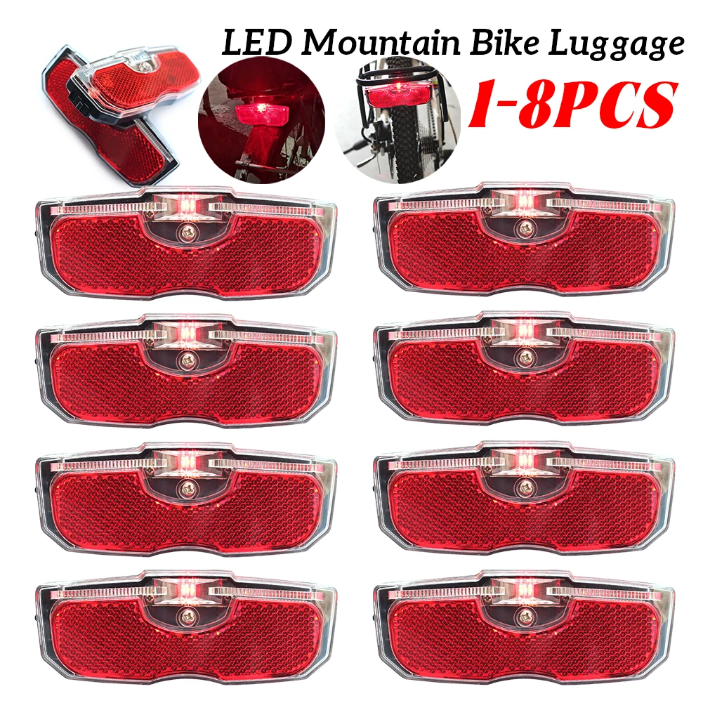 8-1PC Bike Rack Tail Light LED MTB Bike Luggage Rack Reflective Light MTB Riding Safety Warning Reflector Cycling Accessories