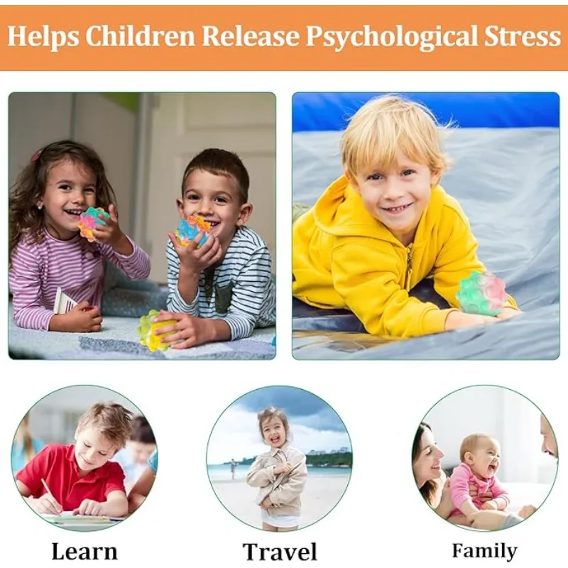2pcs Color Random Stress Ball Fidget Toys 3D Ball Push Bubble ADHD Autism Stress Relief Sensory Toys for Kids and Adults