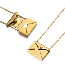 NEW Fashion Envelope Pendant Necklace Customized Stainless Steel Jewelry Confession Love You for Valentine Day Mother Day