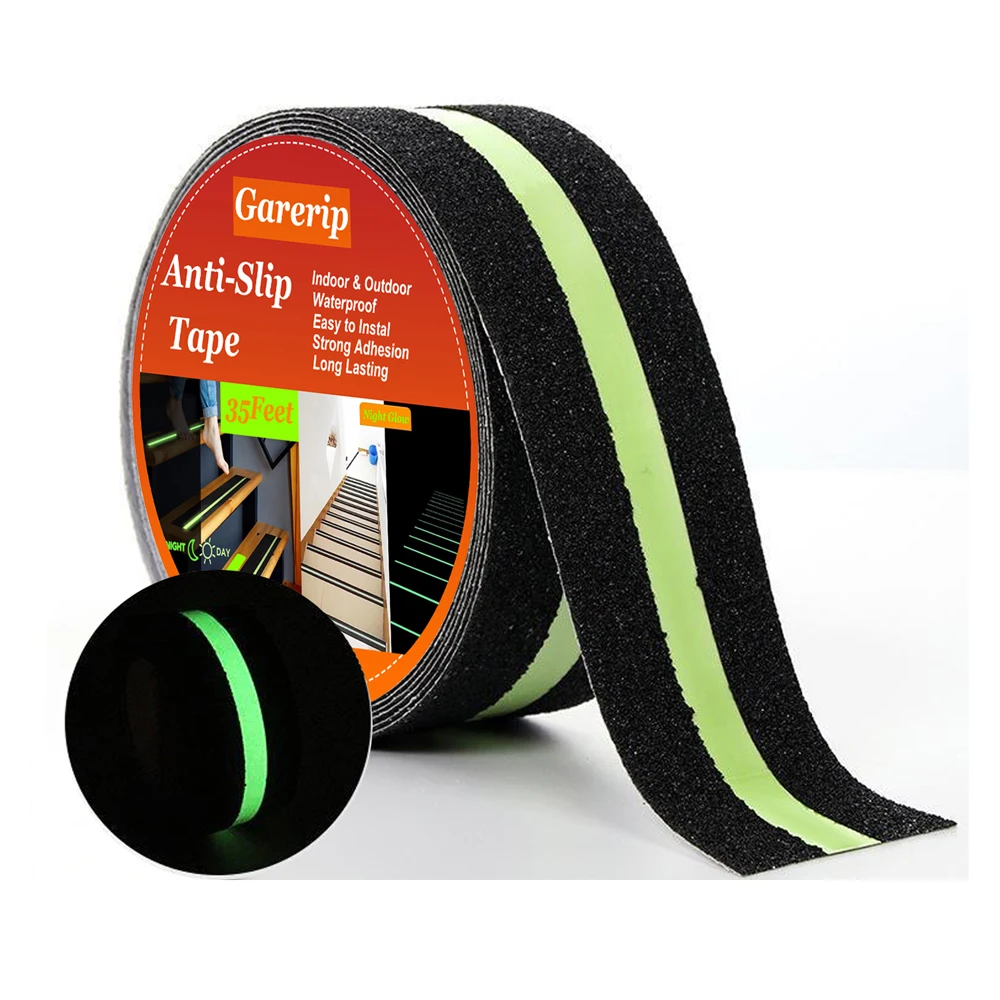 Luminous Safety Anti-Slip Tape, 5Cmx 10.6m, Glows in the Dark, Black Anti-Slip Tape for Indoor/Outdoor Stairs, Ladders, Swimming Pools, Bathtubs, Boats, Steps, Safety Anti-Slip Tape