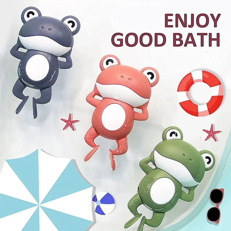 Hot Baby Bath Toys For Children New Baby Bath Swimming Bath Toy Cute Frogs Clockwork Bath Toy Swimming Water Clockwork Toys 2023