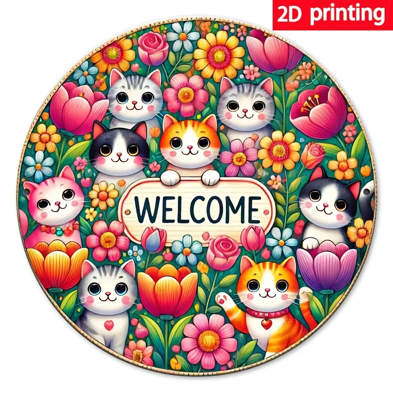 2D Flat - A Single Piece of a 2D Flat Printed Welcome Sign Made of Iron, Measuring 7.87X7.87 Inches (20X20 Cm) - Great for Music
