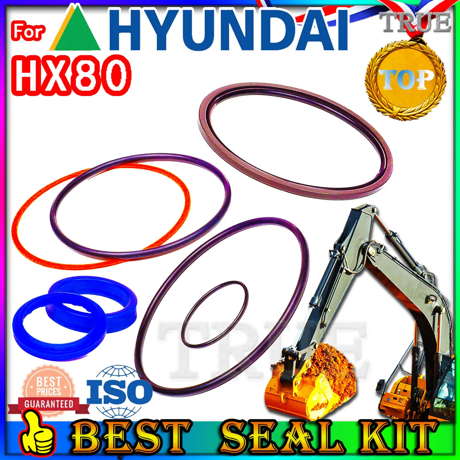 For Hyundai HX80 Oil Seal Repair Kit Boom Arm Bucket Excavator Hydraulic Cylinder O-ring Pump Digger Clamshell Shovel Adjust