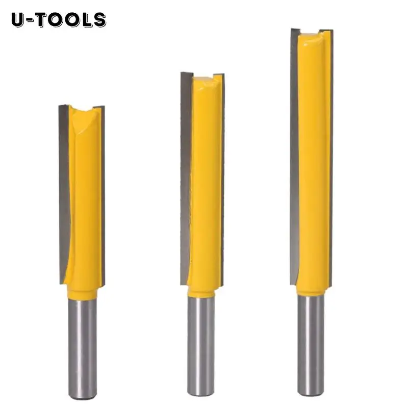 

U-TOOLS Straight End Mill 8mm Shank Long Trimmer Bottom Cleaning Flush Milling Cutter CNC Router Bits For Woodworking Tool 1/3pc