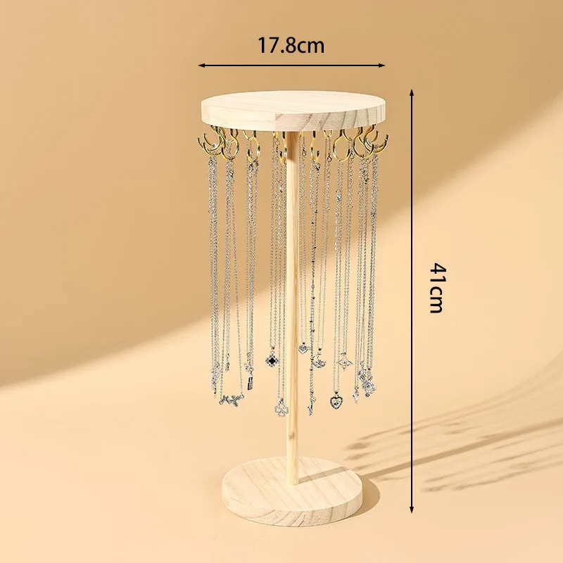 

New Wood Jewelry Display Stand Round Vertical Earrings Shelf Detachable Bangle Storage Rack Jewelry
