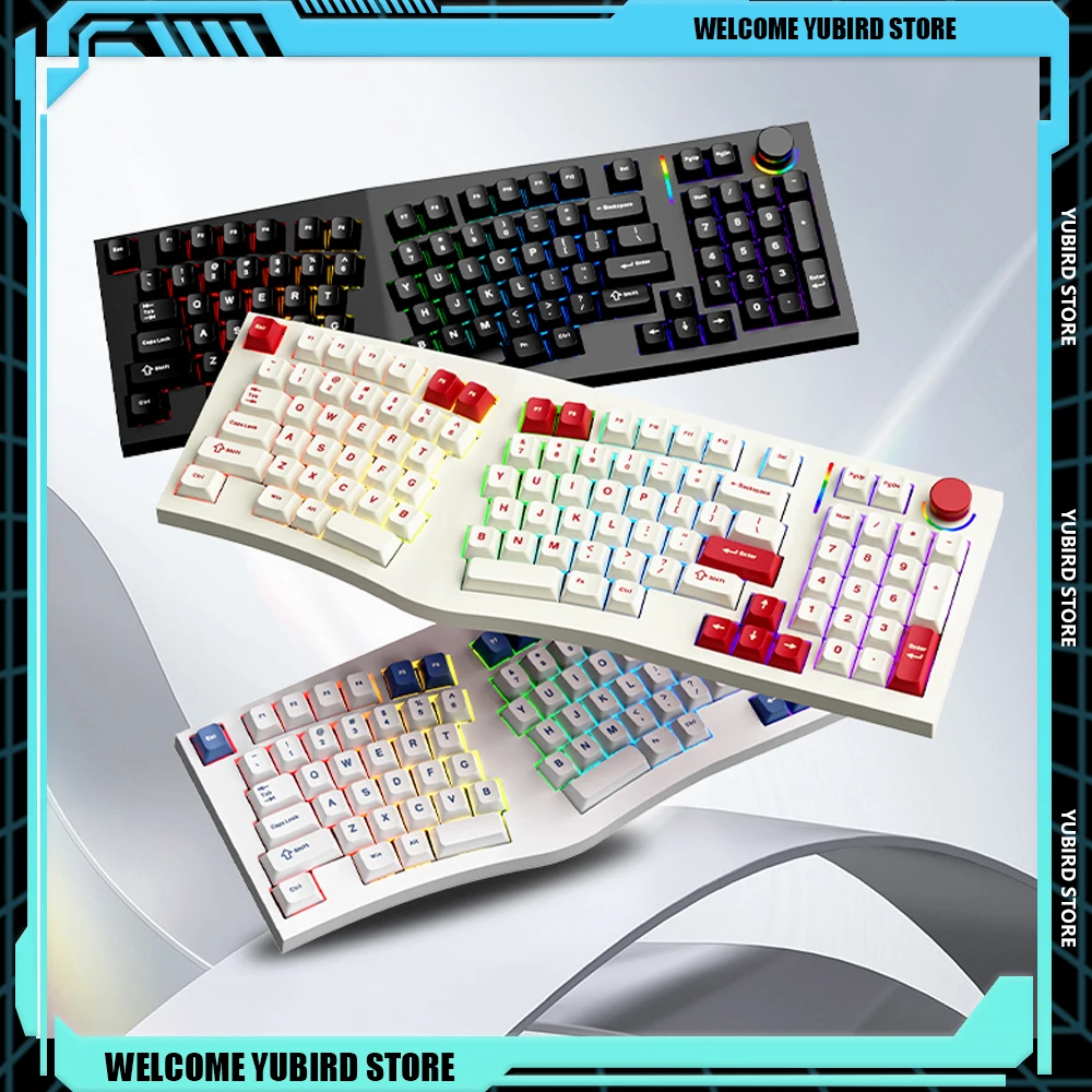 New FEKER Alice98Pro in Stock 3Mode Wireless Wired Keyboard Customize Hot-Swap Ergonomics RGB Mechanical Keyboard PC Accessories