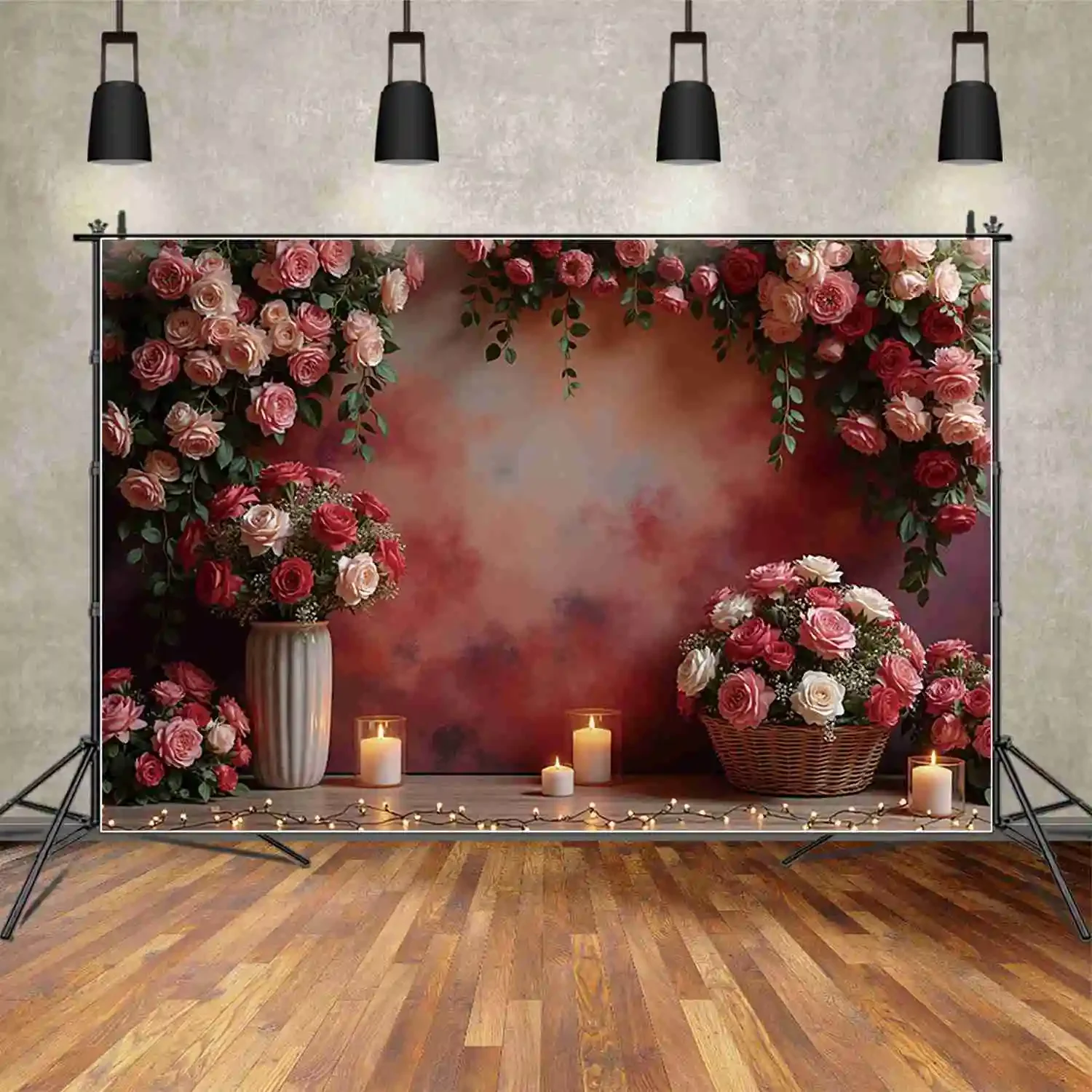 MOON.QG Christmas Tree Fireplace Backgrounds Living Room Western Blue Frozen Indoor Backdrop Party Decoration Photography Props