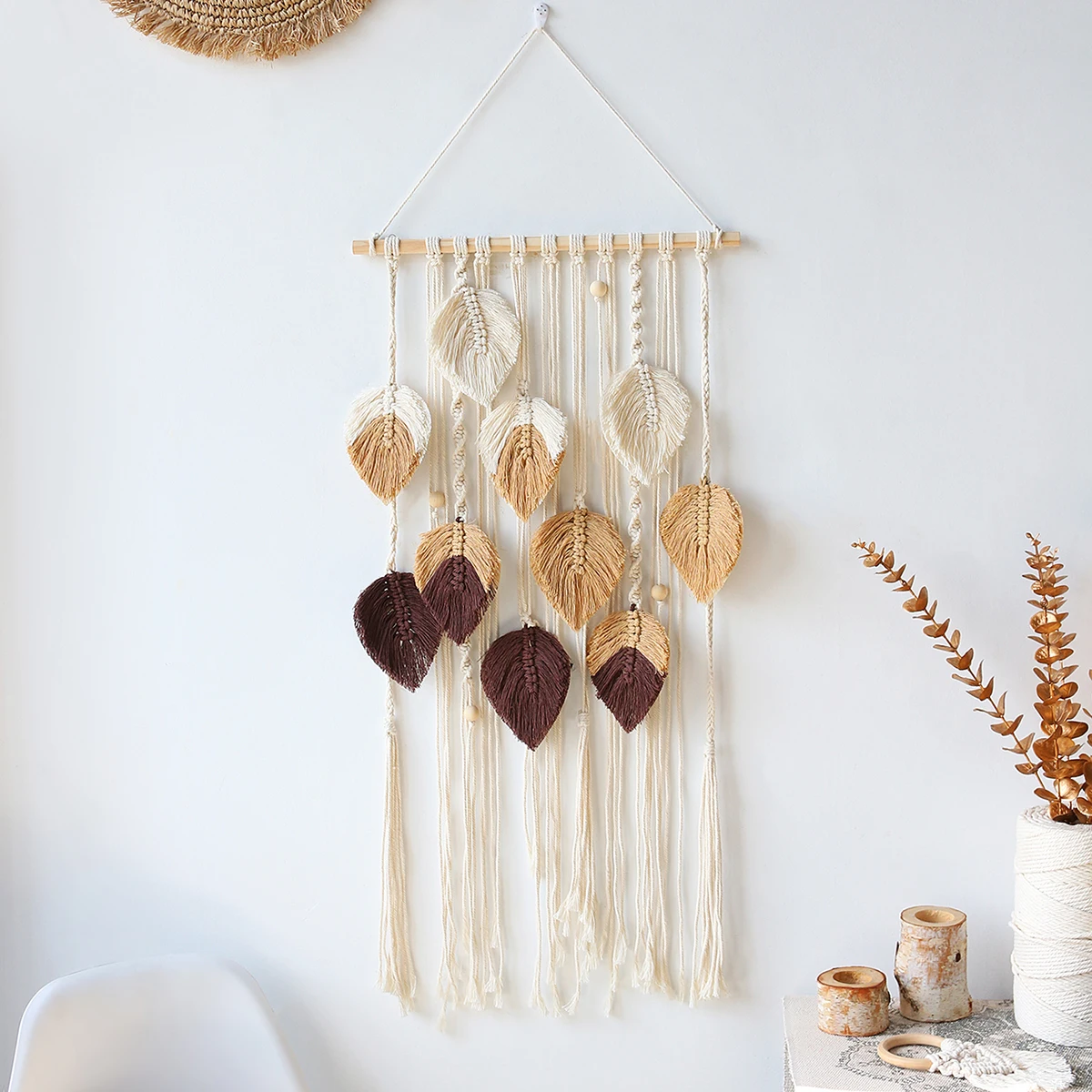 Wall Macrame Tapestry Leaf Bohemian Home Decor Woven Tassels Wall Hanging Nordic Home Decoration Living Room Decors Aesthetic