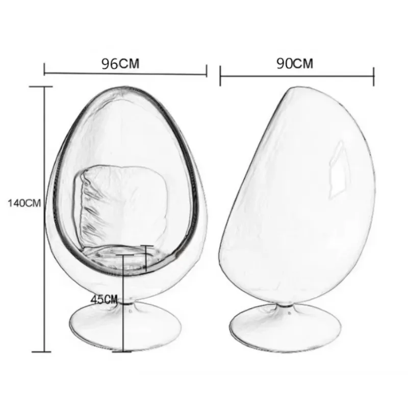 Modern Classic Convertible Swivel Oval Pod Chair with  Cushion And Arms Fiberglass Ball for Home Office Living Room Hotel
