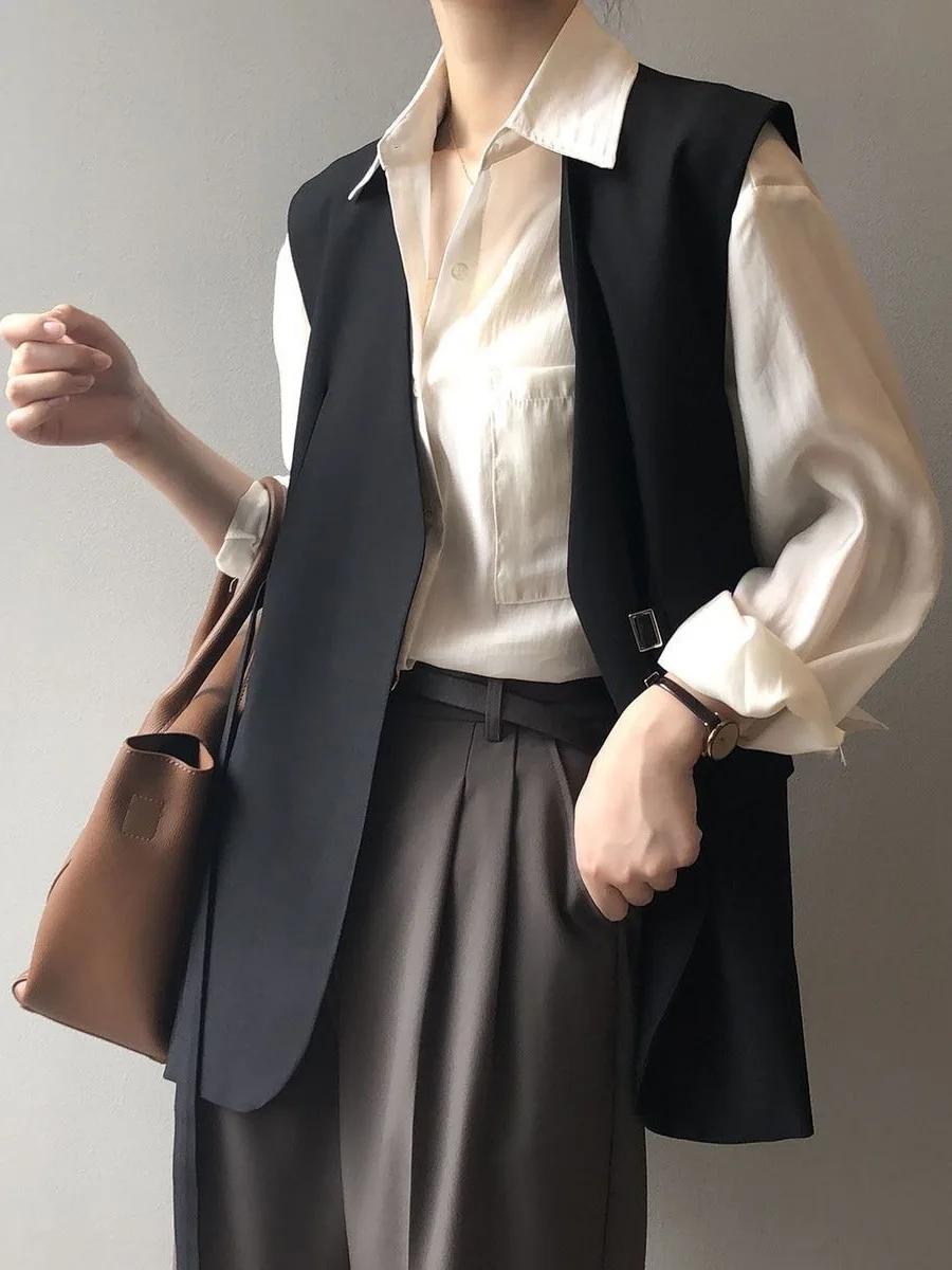 Authentic Autumn Winter Shirt Layered Suit Vest Top Quality Vest Top Polyester Fiber 100% Regular Length Outerwear