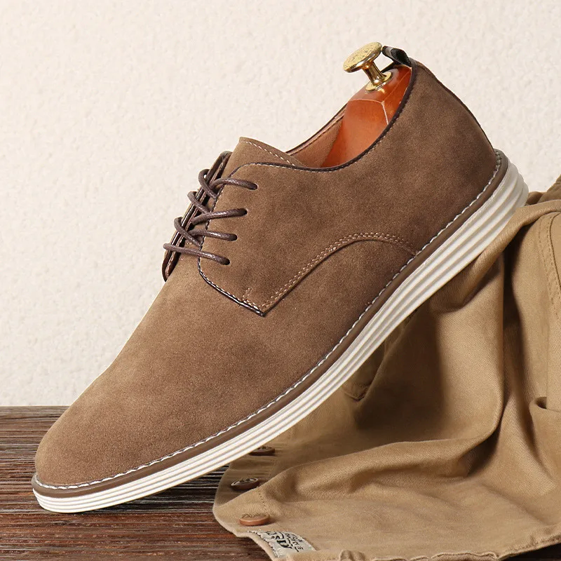 

New Arrival Men Pointed Toe Casual Suede Leather Shoes Male Lace Up Oxfords Wedding Dress Formal Flats Footwear Zapatos Hombre