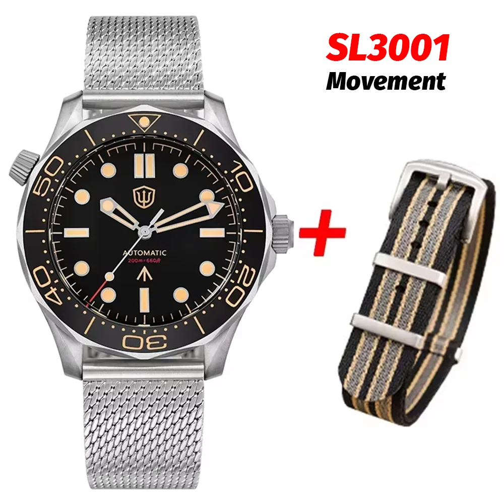 Watchdives WD007 V4 Automatic Dive Watch 200M Waterproof PT5000/SL3001 Titanium Case Sapphire Crystal Mens Vintage Watch Gift image 3