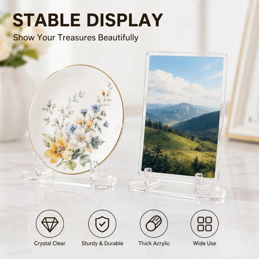 1/10 PCS Clear Acrylic Display Stand Easel Holder for Plates Cards Badges Photo Home Decorative Organizer for Desktop Display