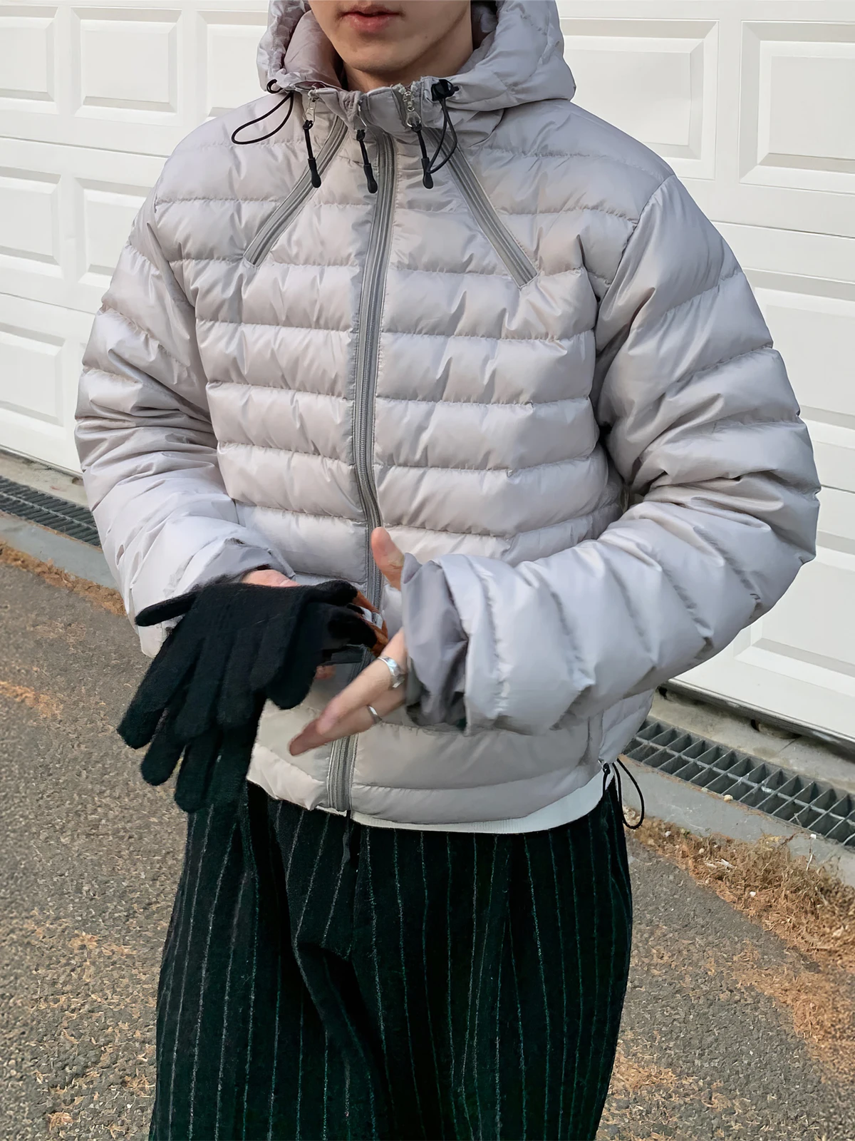 

Мужская утепленная хлопковая куртка с капюшоном, теплая, с узором в рубчик, повседневная уличная одежда в корейском стиле