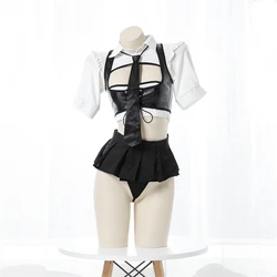 Anime Women Instructor Uniform Tie Hollow Blouse Cute Student Shirt Mini Skirt Suit Sweet Girl Policewomen Costume Cosplay