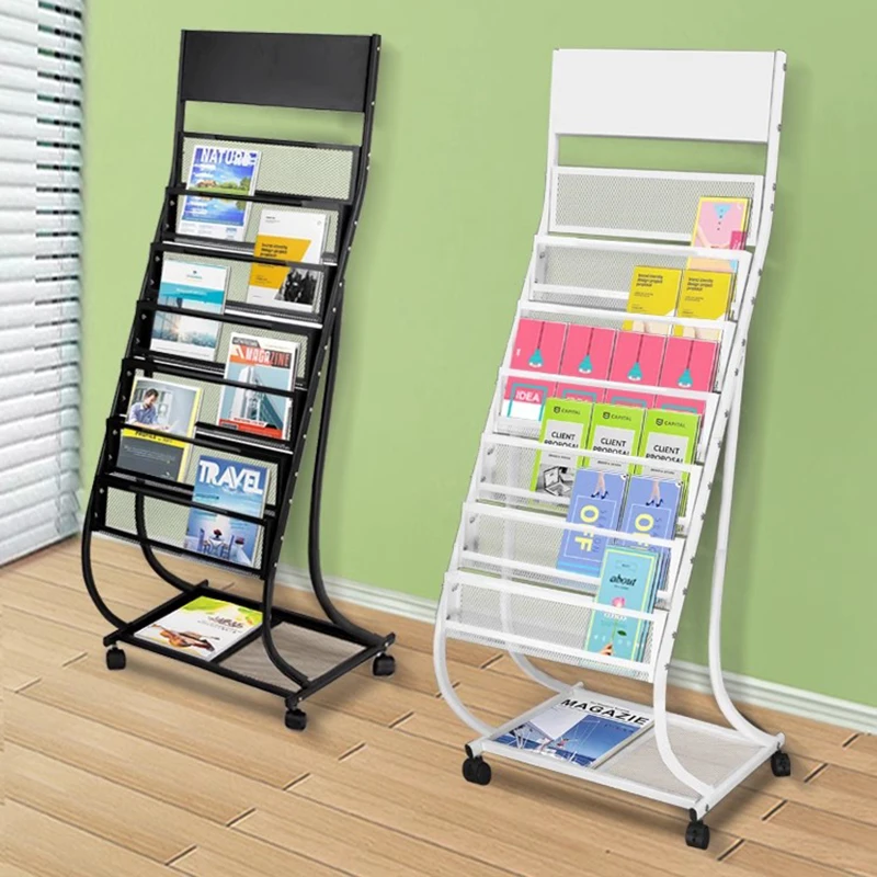 Magazine Rack Brochure Display Stand Floor Newspaper Holder Book Storage Shelf for Bank or Office Furniture Estanterías FYMR