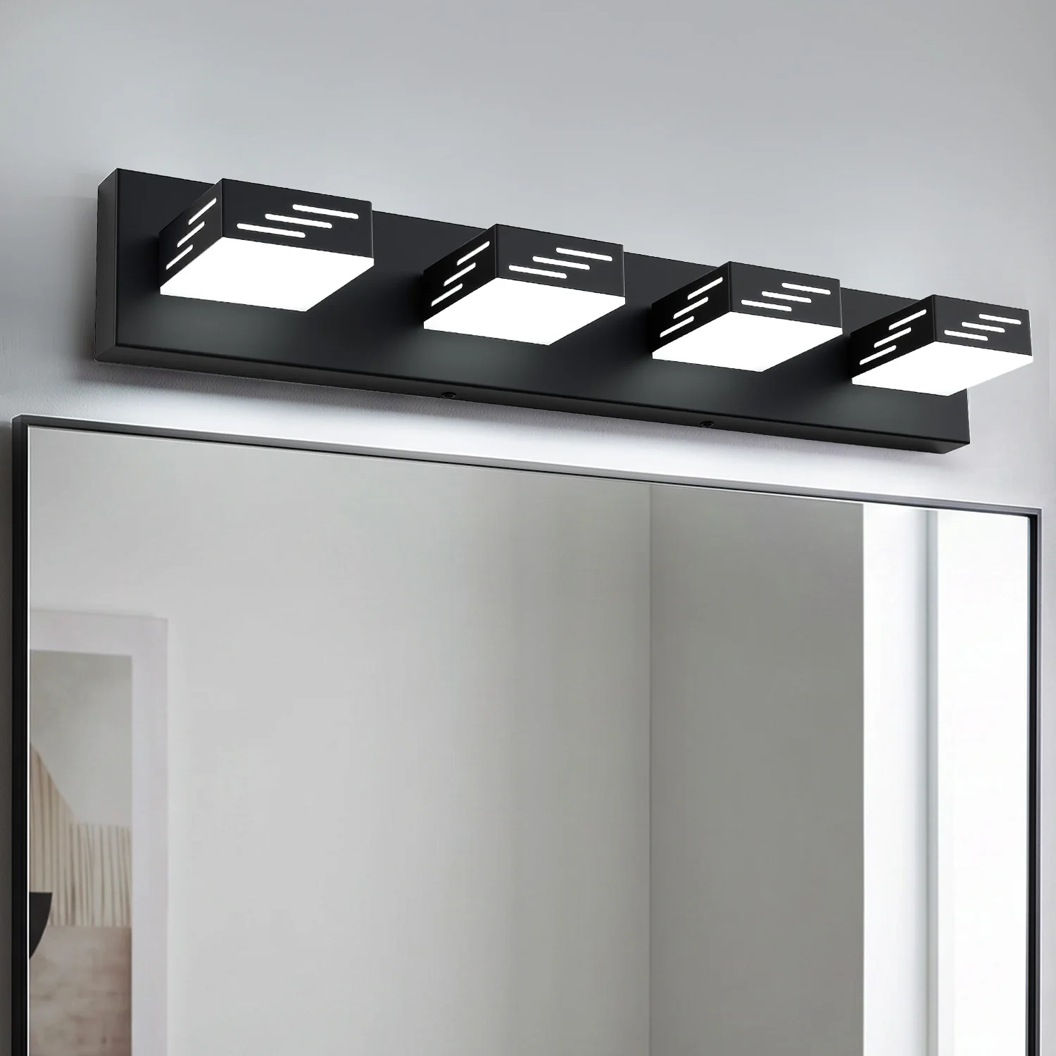 LED Bathroom Vanity Light 360° Adjustable Rotatable Lamp Head Dimmable Black/Nickel Mirror Front Light Modern Wall Sconce for Bathroom Mirror Makeup Lighting Washroom Bedroom and Entryway ETL Certified