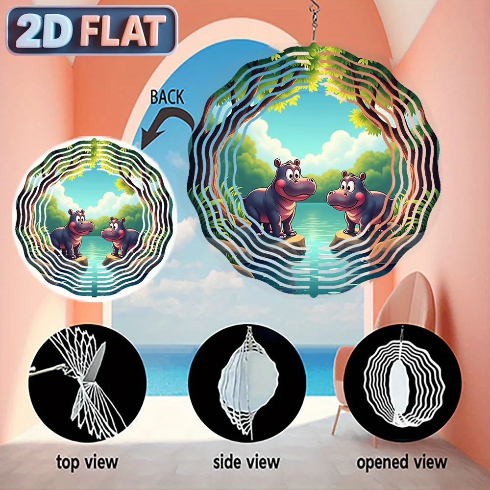 

Stainless Steel Rotating Hippo Pendant Iridescent Sun Catcher Garden Gift